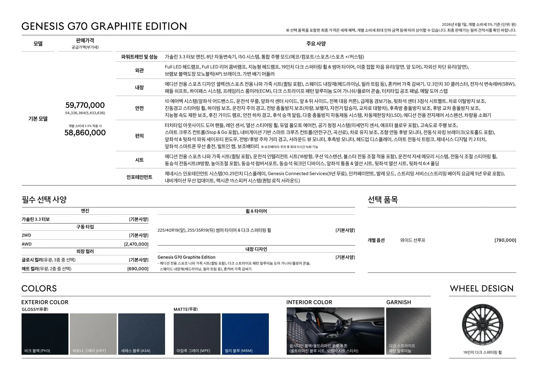 2026년 6월 G70 신차가격표 6쪽