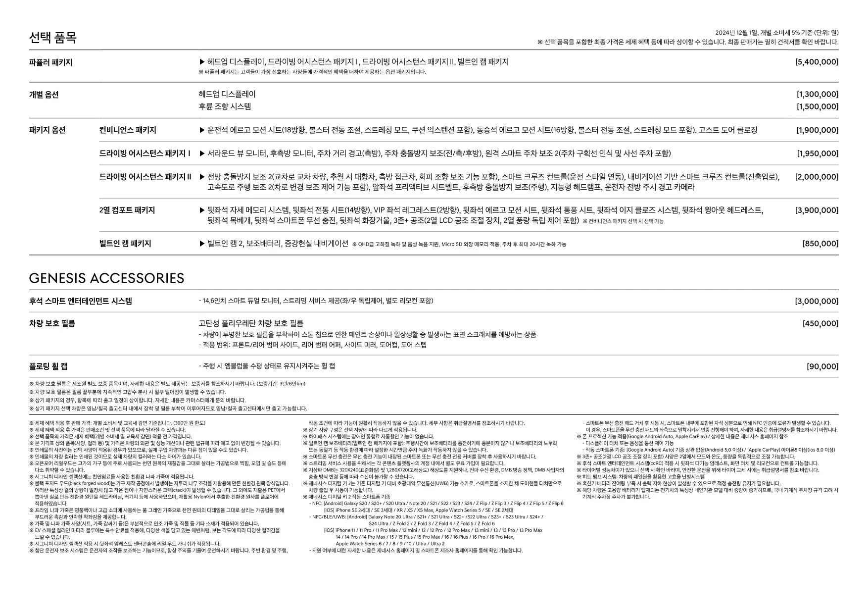 2024년 12월 제네시스 일렉트릭파이드 G80 신차가격표 (G80 전기차) 2쪽