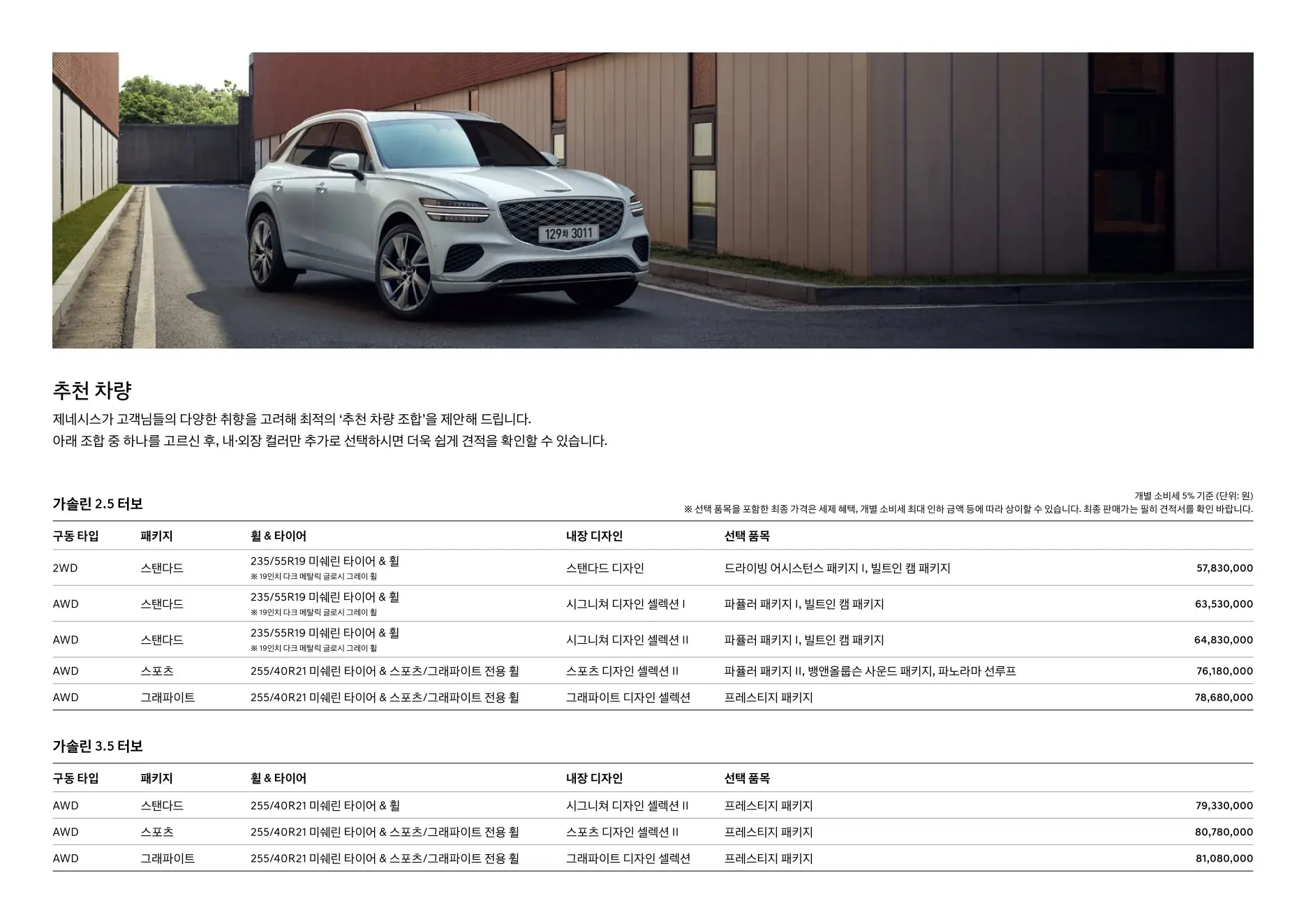 2026년 7월 GV70 신차가격표 (2027년형 GV70 출시) 7쪽