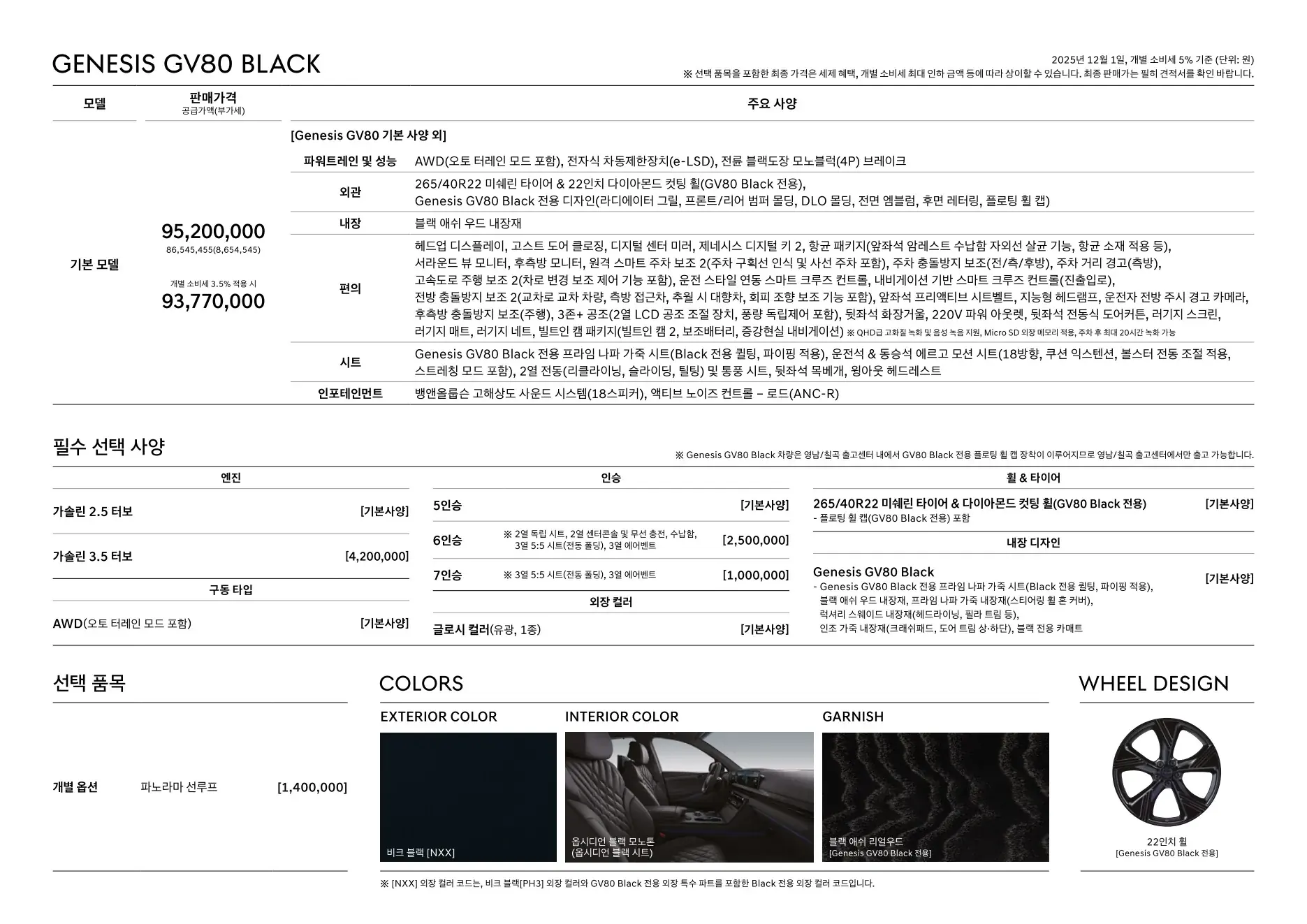 2025년 12월 GV80 신차가격표 6쪽