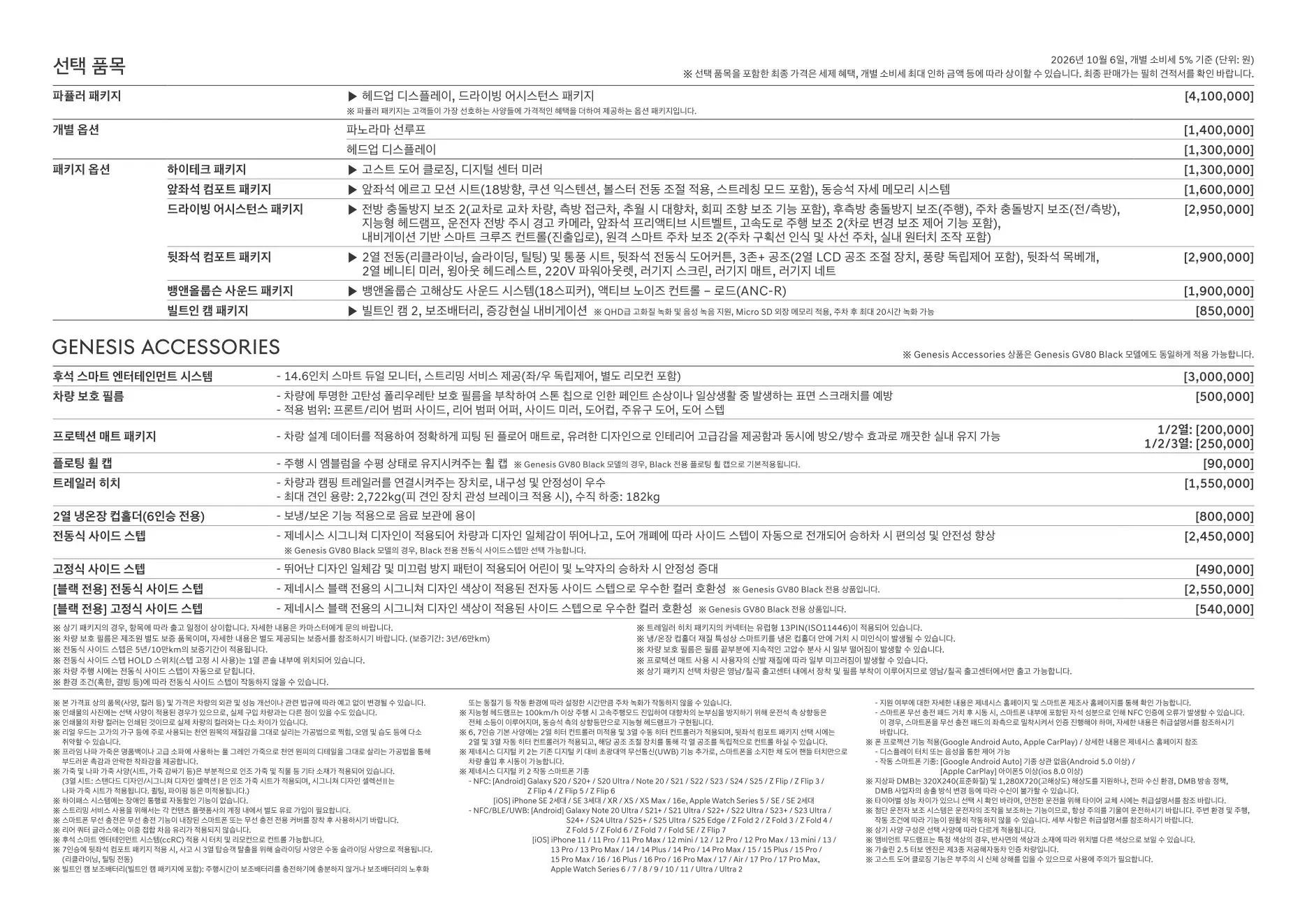 2026년 10월 GV80 신차가격표 (GV80 하이브리드 출시) 2쪽