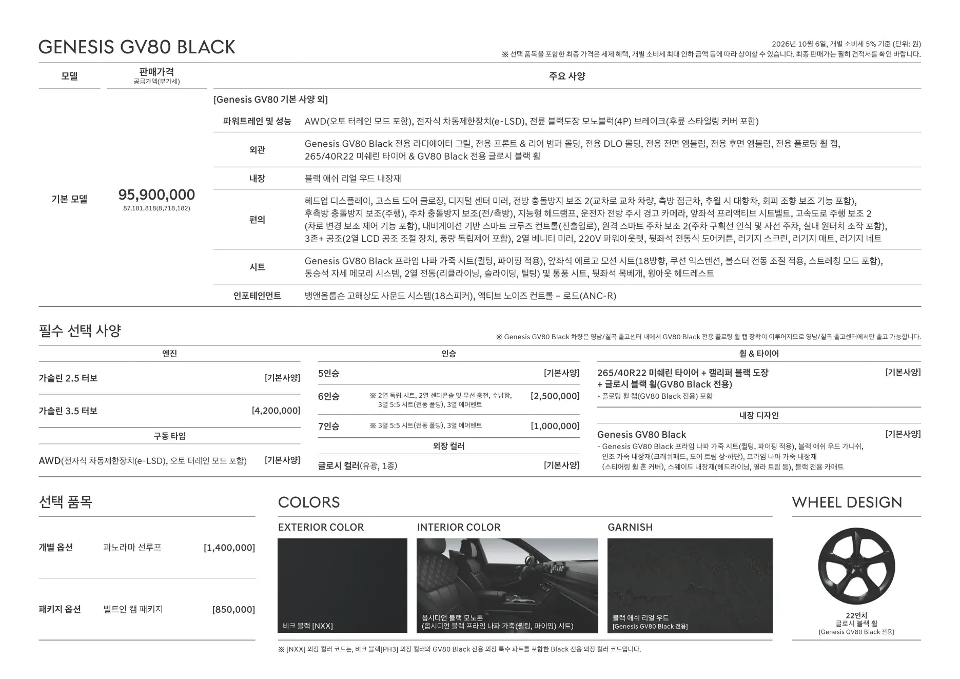 2026년 10월 GV80 신차가격표 (GV80 하이브리드 출시) 8쪽