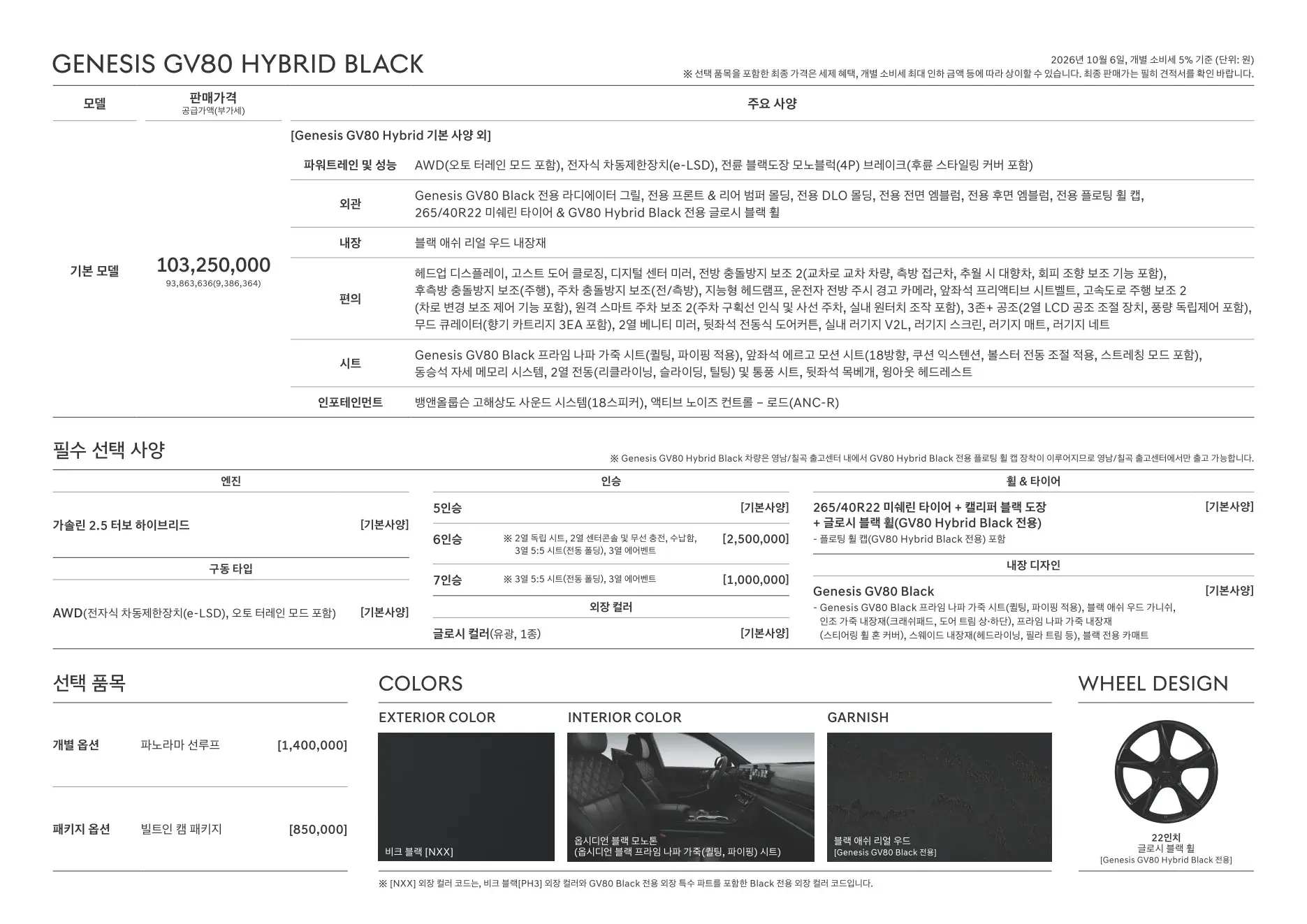 2026년 10월 GV80 신차가격표 (GV80 하이브리드 출시) 9쪽